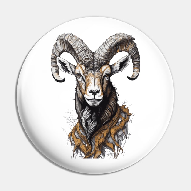 Alpine ibex Pin by Amusing Aart.