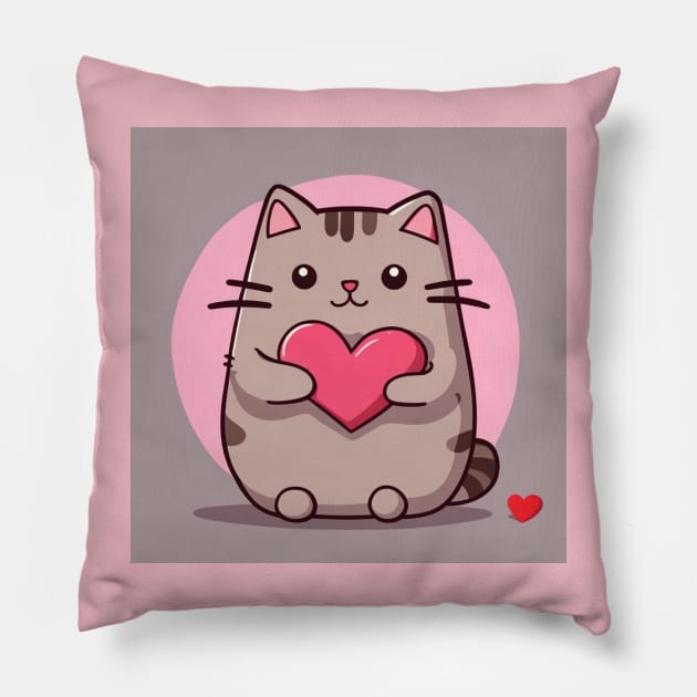 Cute kitten Valentine pu-sheen Pillow by Love of animals