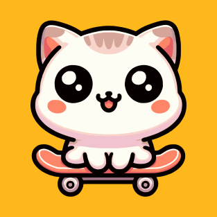 Kawaii Cat on a Skateboard T-Shirt