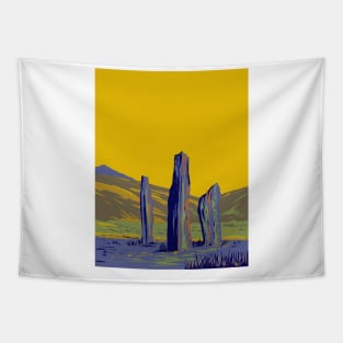 Standing Stones on Machrie Moor in the Isle of Arran in Scotland WPA Art Deco Poster Tapestry