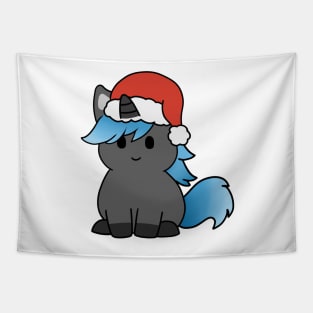 Christmas Black and Blue Unicorn Tapestry