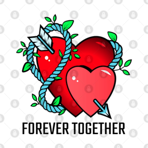 Forever Together - Two Hearts With Cupid Arrow by Xiaoxiao Art