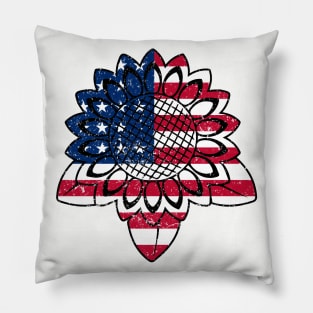 Happy Independence Day Stars&Stripes Sunflower American Flag T SHirt Pillow