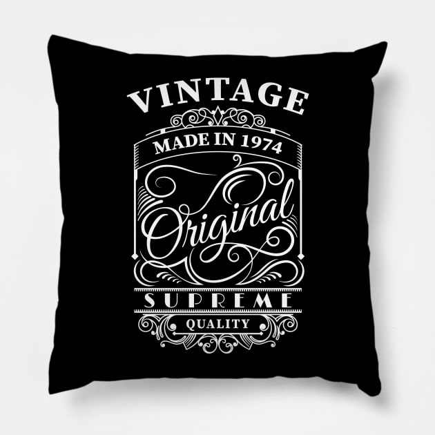 Vintage made in 1974 Pillow by captainmood