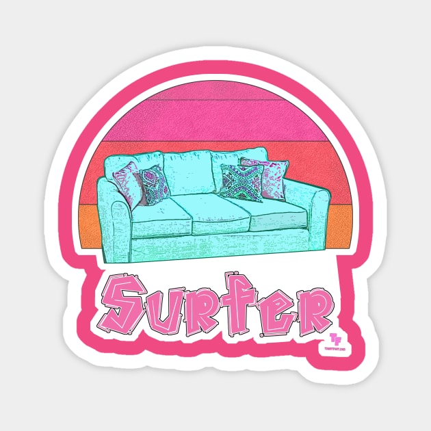 Couch Surfer Funny Sofa Cartoon Slogan Magnet by Tshirtfort