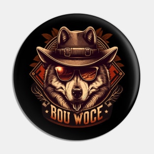 Retro logo with a Wolf Pin