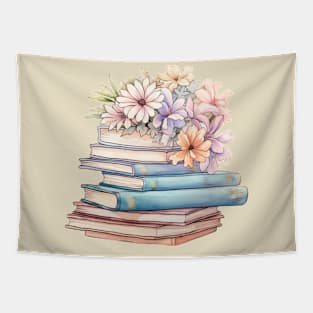 Floral Stack Books Tapestry