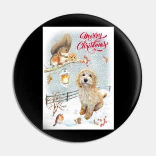 Goldendoodle Merry Christmas Santa Dog Pin