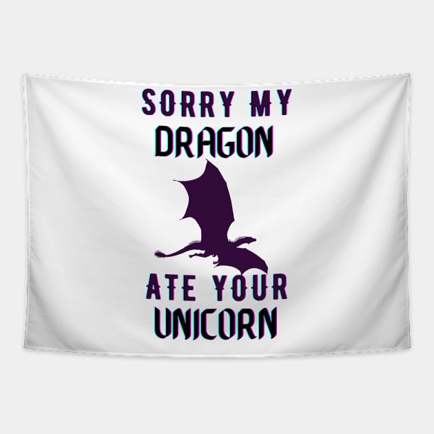 sorry my dragon ate your unicorn Tapestry by TheParallelX