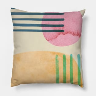 The Beach Abstract Geometric Overlap Acrylic Watercolor Shapes Painting Pillow