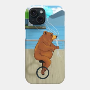 Bear in monocycle Phone Case