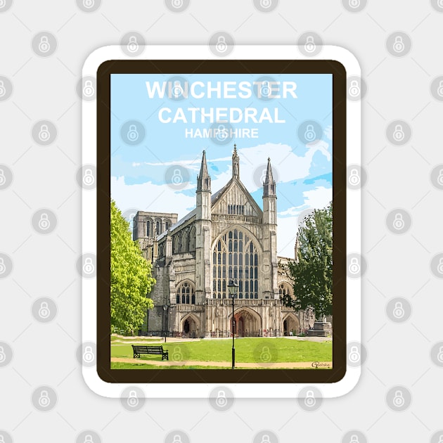 Winchester Cathedral Hampshire. Travel poster Magnet by BarbaraGlebska