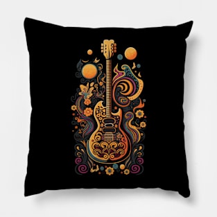 Groovy Guitar Gift Guitarist Rock Concert Festival Guitar Pillow