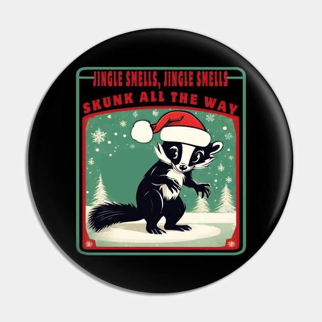 Skunk Christmas Pin by Ilustradamus