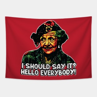 Should I Say Hello? - Aunt Bethany Christmas Quote Tapestry