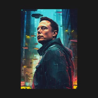 Elon Musk Cyberpunk Art T-Shirt