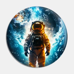 Interstellar Traveler Astronaut Earth Space Art Pin