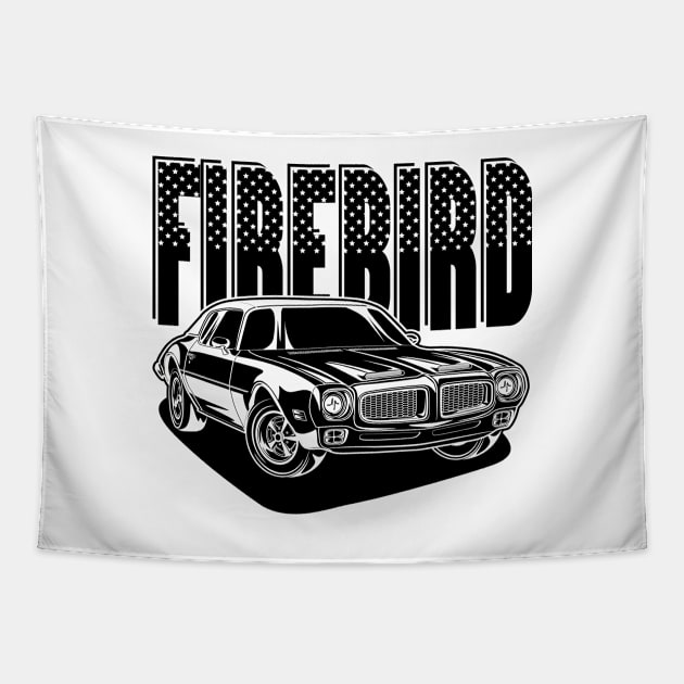 Firebird Car (Black Print) Tapestry by WINdesign