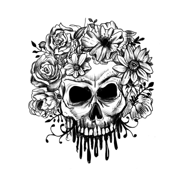 Skull & Flowers Gothic Grunge Punk by LunaElizabeth