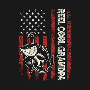 Reel Cool Grandpa US Flag Fishing Grandpa Men Gifts Fathers Day T-Shirt