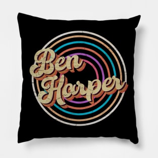 vintage circle line color Ben Harper Pillow