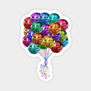 Festive Funky Rainbow Disco Ball Balloons Magnet