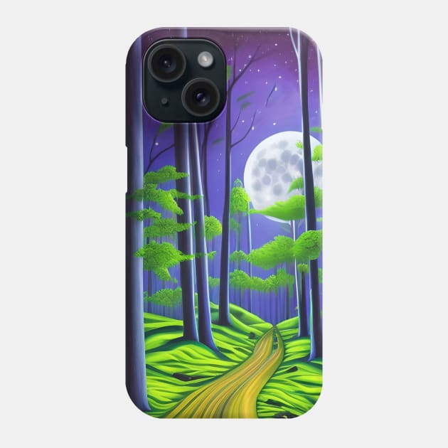 Beautiful Forest Moonlight Phone Case by Sanzida Design