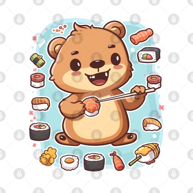 Cute Quokka eating sushi by MilkyBerry