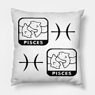 Pisces Birth Sign - Black Pillow