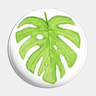Watercolor Monstera Leaf Pin
