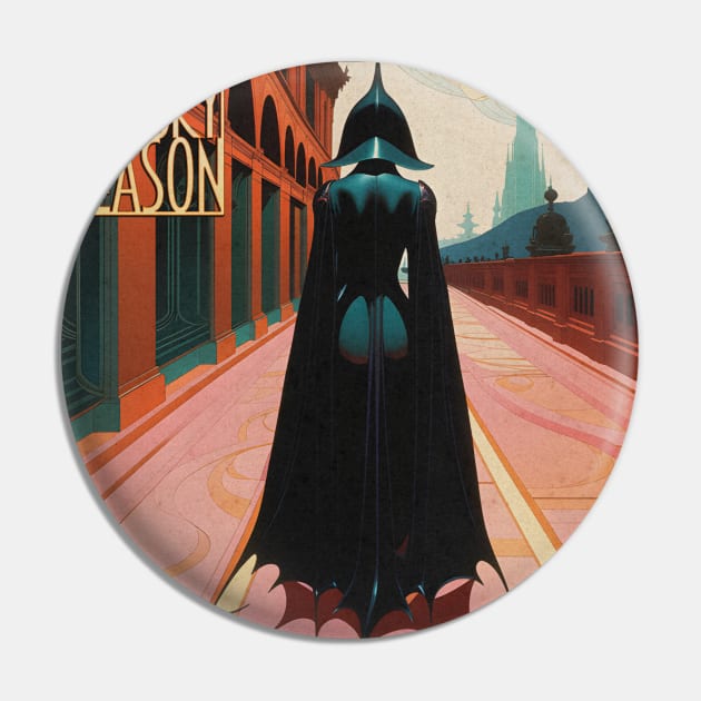 Halloween Spooky Season Black Widow Pulp Cover Pin by DanielLiamGill