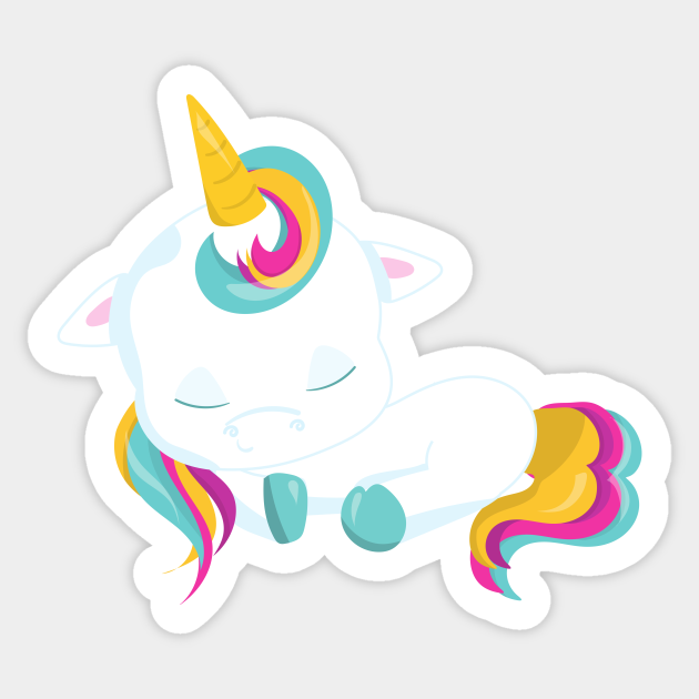 Sleeping Baby Unicorn Cute Unicorn Rainbow Mane Cute Unicorn Autocollant Teepublic Fr