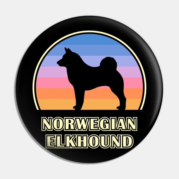 Norwegian Elkhound Vintage Sunset Dog Pin by millersye