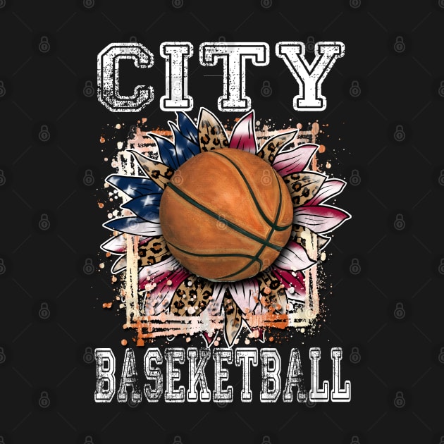 American Flag Personalized City Proud Name Basketball by Irwin Bradtke