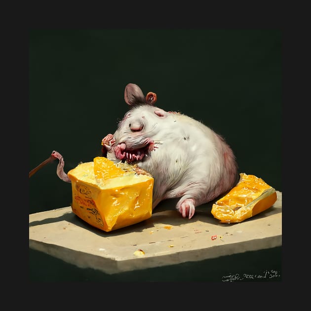 Fat Rat Eating Cheese 2, a very ugly rat, but a bit cute. by rolphenstien