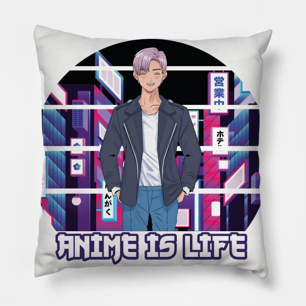 Anime is Life - Retro Style Pillow by Fun Personalitee