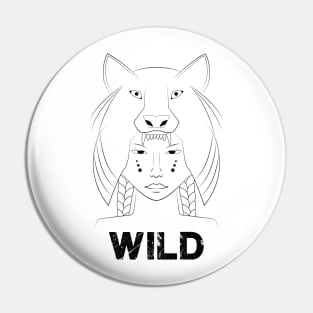 Wild Wolf Woman Pin