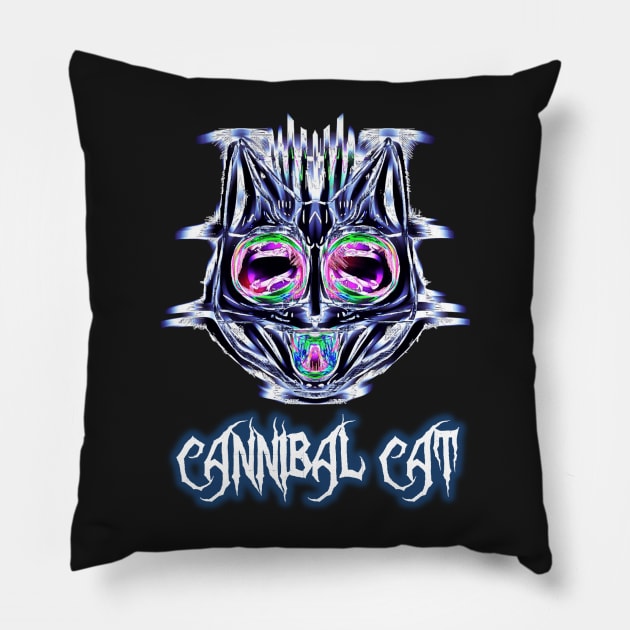 Cannibal Cat Static Attack Pillow by 2ndEnd