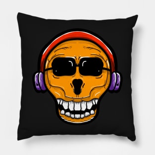 Skull head using headphone Pillow