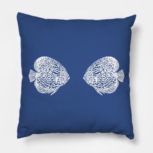 Discus Fish in Love - cute hand drawn aquarium lovers design Pillow