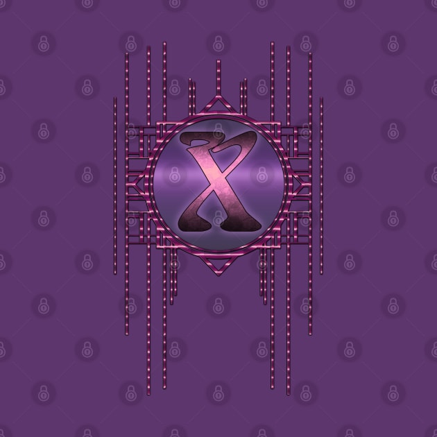 Purple Jugendstil Letter X Vintage Glamour Monogram by designsbyxarah