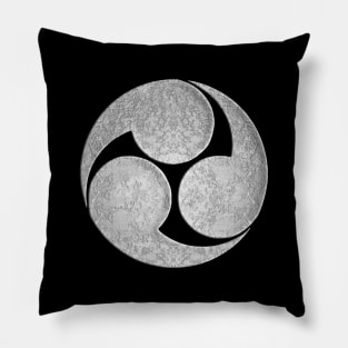 Hidari Mitsu Tomoe Kamon in Silver Foil Pillow