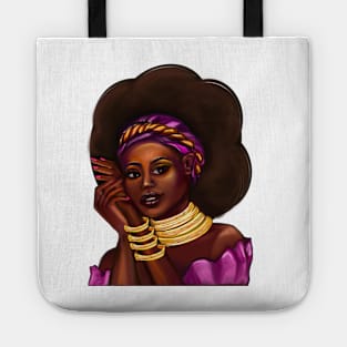 Afro Queen Black is beautiful anime manga black girl with Gold bangles, the top 10 best gift ideas for black women Tote