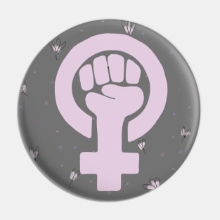 Pretty Pink Feminist Symbol Pin