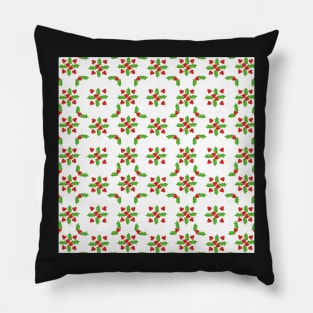 Holly and Berries on White Pillow