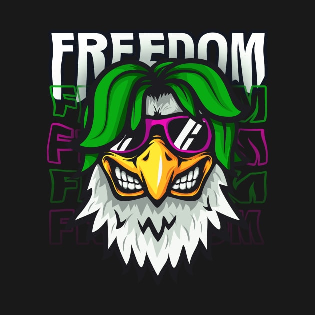 FREEDOM GREEN HAIRED EAGLE HEAD by AzDesign