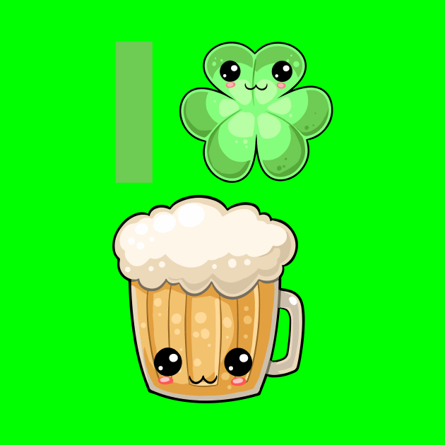 St Patricks Day I Clover Beer Kawaii Cute by SusurrationStudio