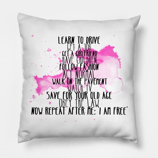 I Am Free Pillow by Lukish