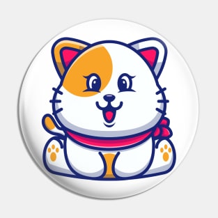 Cute baby cat sitting cartoon illustration Pin