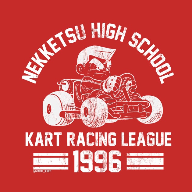 Kunio Kart High School Racing Shirt - White (Dark BG) by HardcoreNerdity